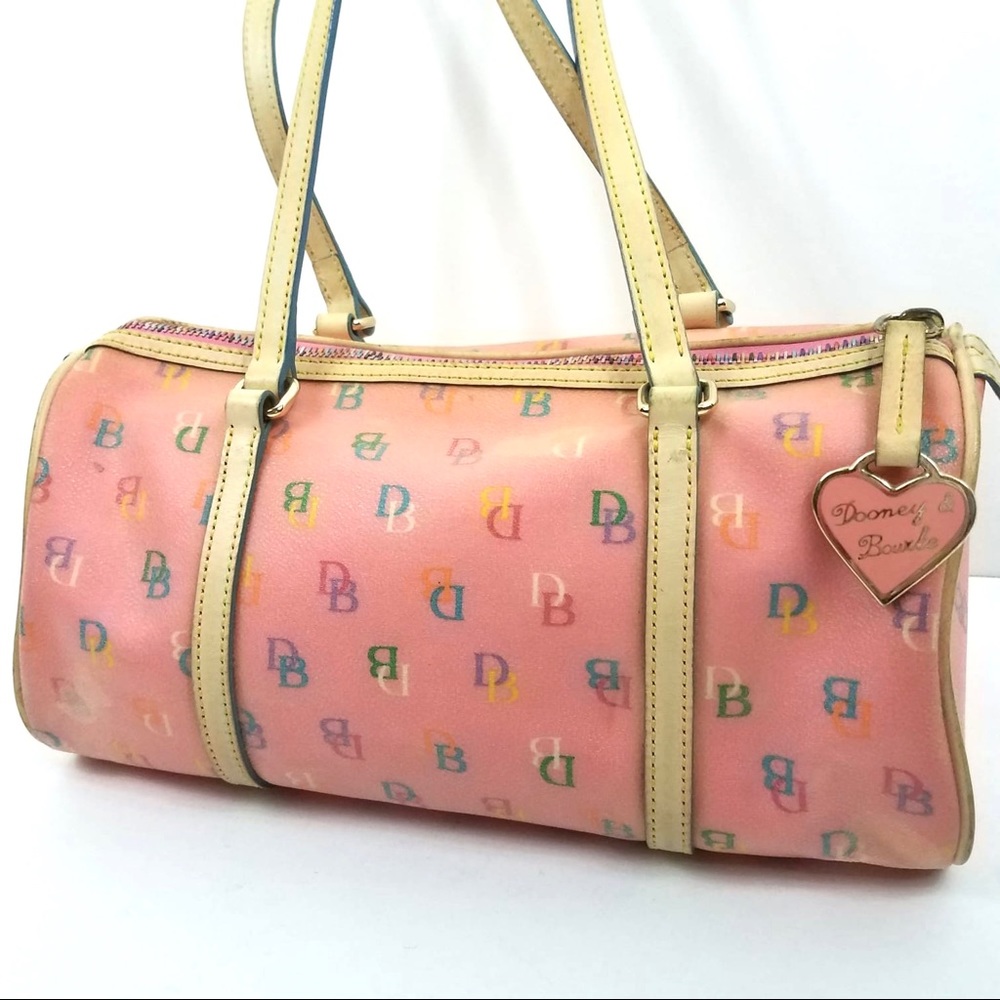 DOONEY & BOURKE Pink Monogram Barrel Handbag Purse - Picture 2 of 8